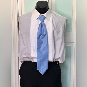 Cornflower Blue Tie Twill Wedding Prom Tuxedo Pre Tied clip adjustable